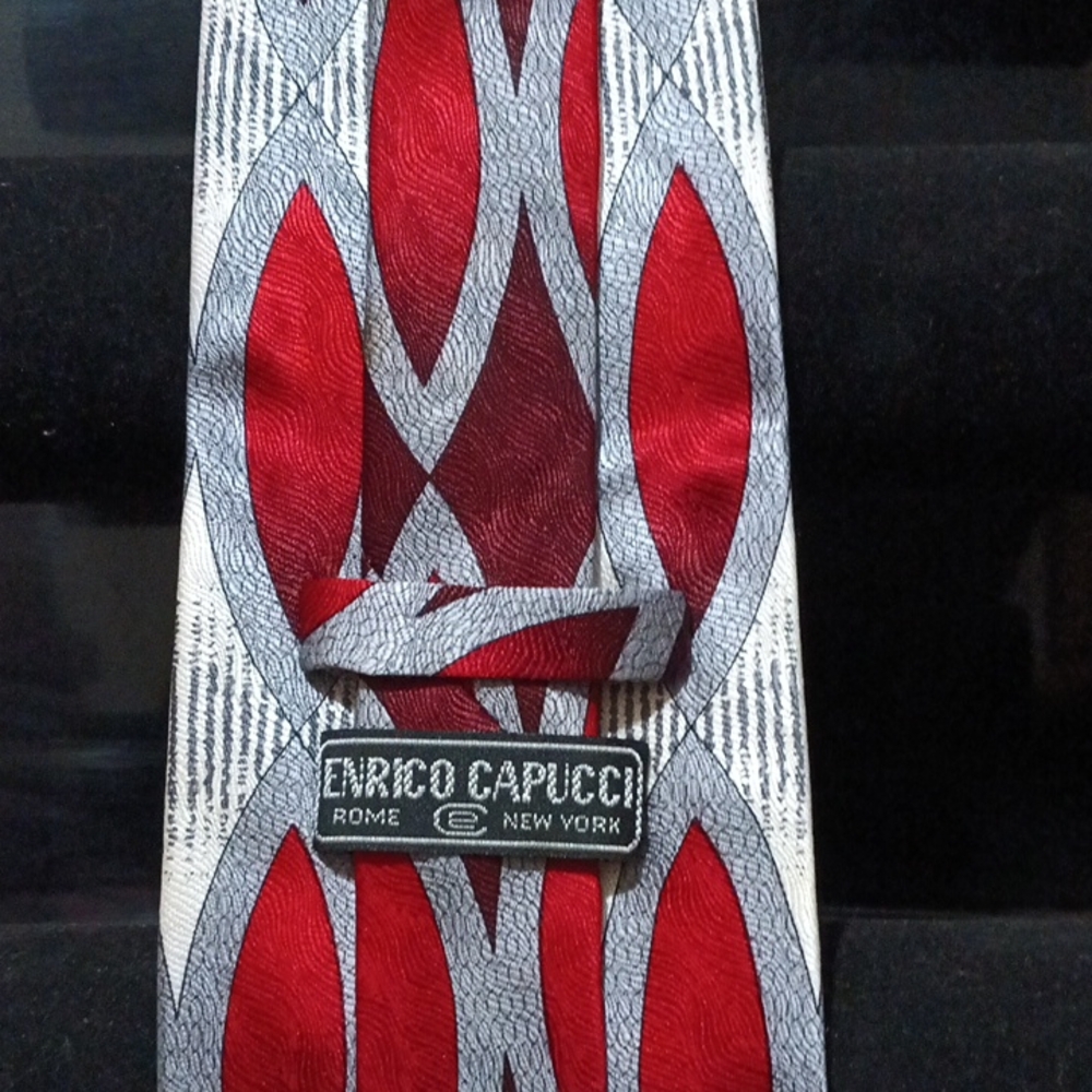 Enrico Capucci 100% Silk Red and Gray Men's Tie